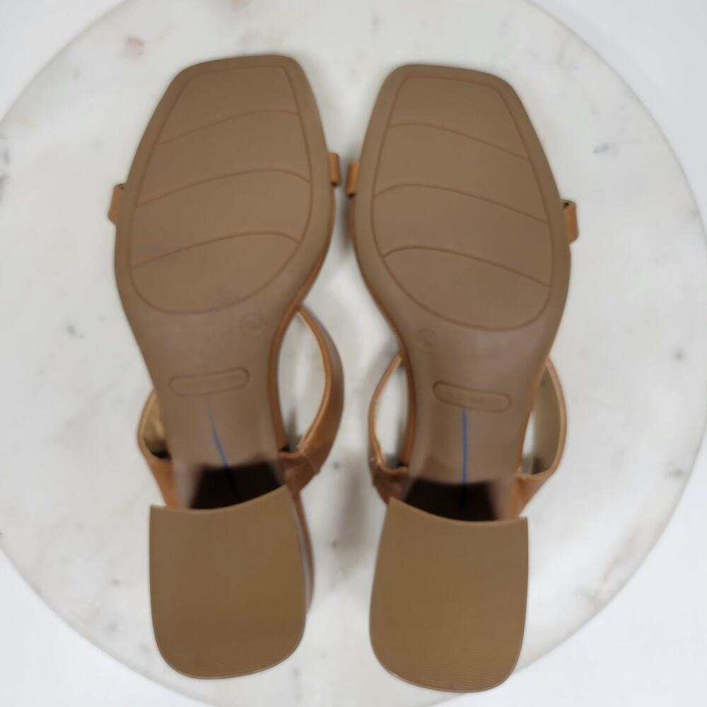 Nine West Gamer Strappy Sandals Womens 9 Brown Open Toe Slip On Block Heels New - Picture 11 of 14